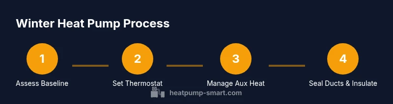 Process diagram showing four steps for winter heat pump optimization