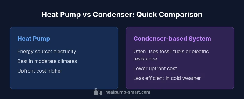 Infographic comparing heat pump and condenser-based systems