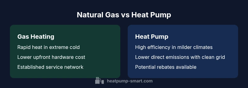 Infographic comparing natural gas heating and heat pumps