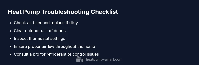 Checklist infographic for heat pump troubleshooting