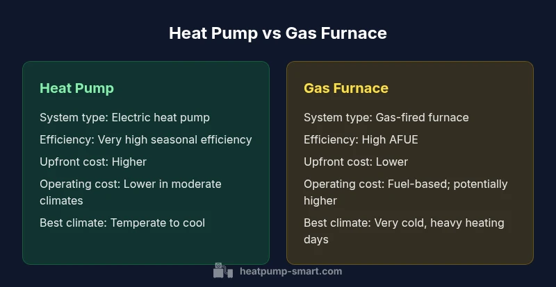 Comparison infographic showing Heat Pump vs Gas Furnace features