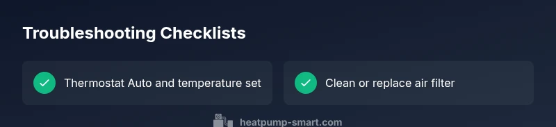 Checklist infographic for heat pump troubleshooting