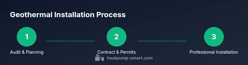 Process diagram showing audit, permits, installation steps