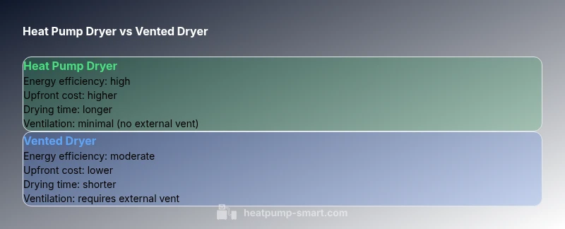 Comparison chart showing heat pump dryer vs vented dryer features
