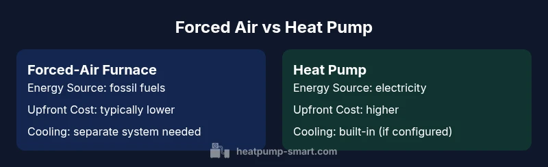 Comparison infographic: forced air furnace vs heat pump