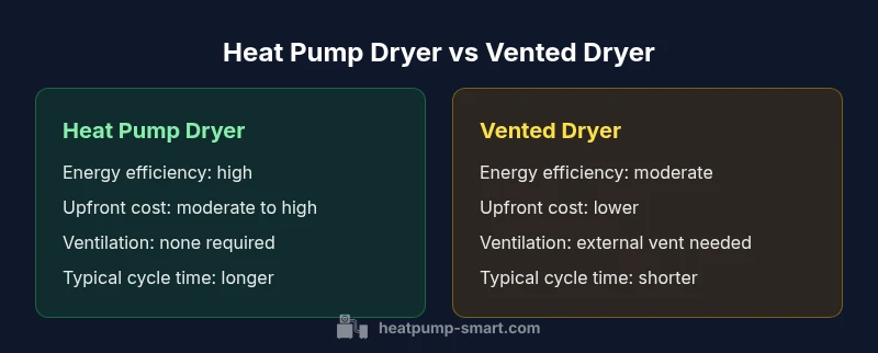 Comparison chart of heat pump dryer vs vented dryer