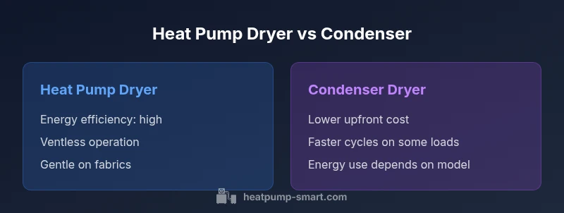 Comparison infographic showing heat pump dryer vs condenser dryer