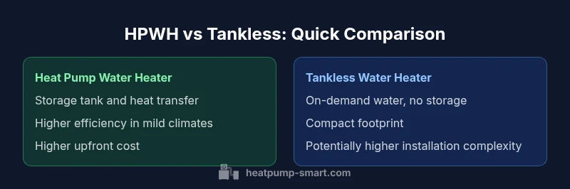 Comparison infographic of HPWH vs Tankless