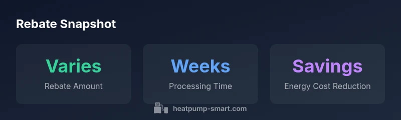 Infographic showing rebate ranges and processing times for Efficiency Maine heat pump rebates