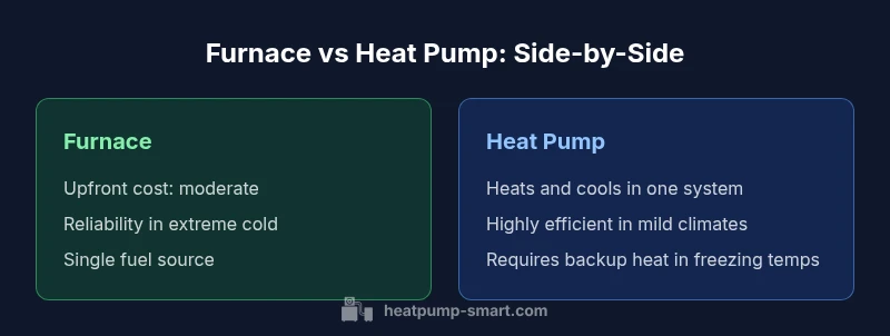 Infographic comparing furnace and heat pump features