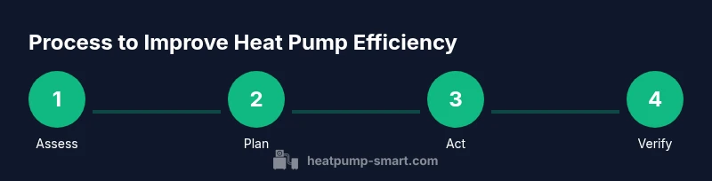 Process infographic showing steps to improve heat pump efficiency