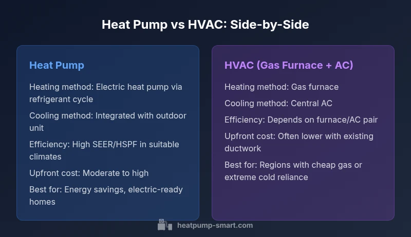 Infographic comparing heat pump vs HVAC systems