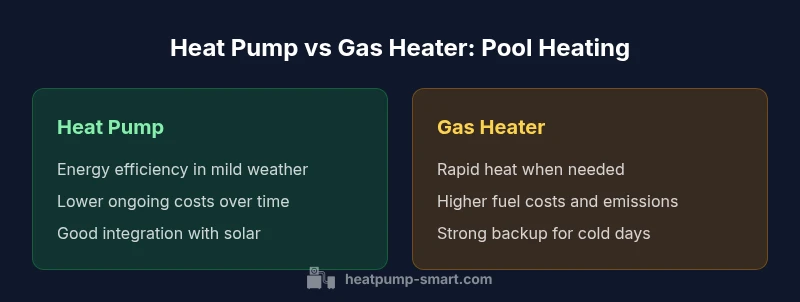 Infographic comparing heat pump and gas heater for pool heating
